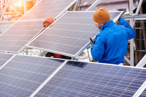 Removing and Reinstalling Solar Panels Workers